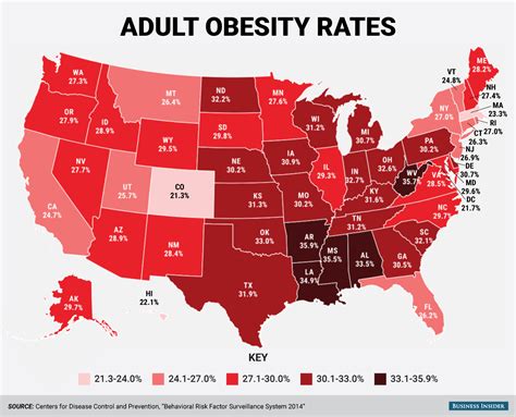 60 50 states ranked by obesity
